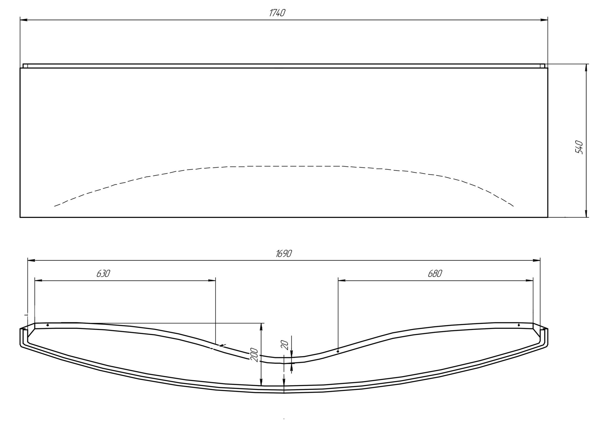 Фронтальная панель для ванны Marka One Nega 170x95