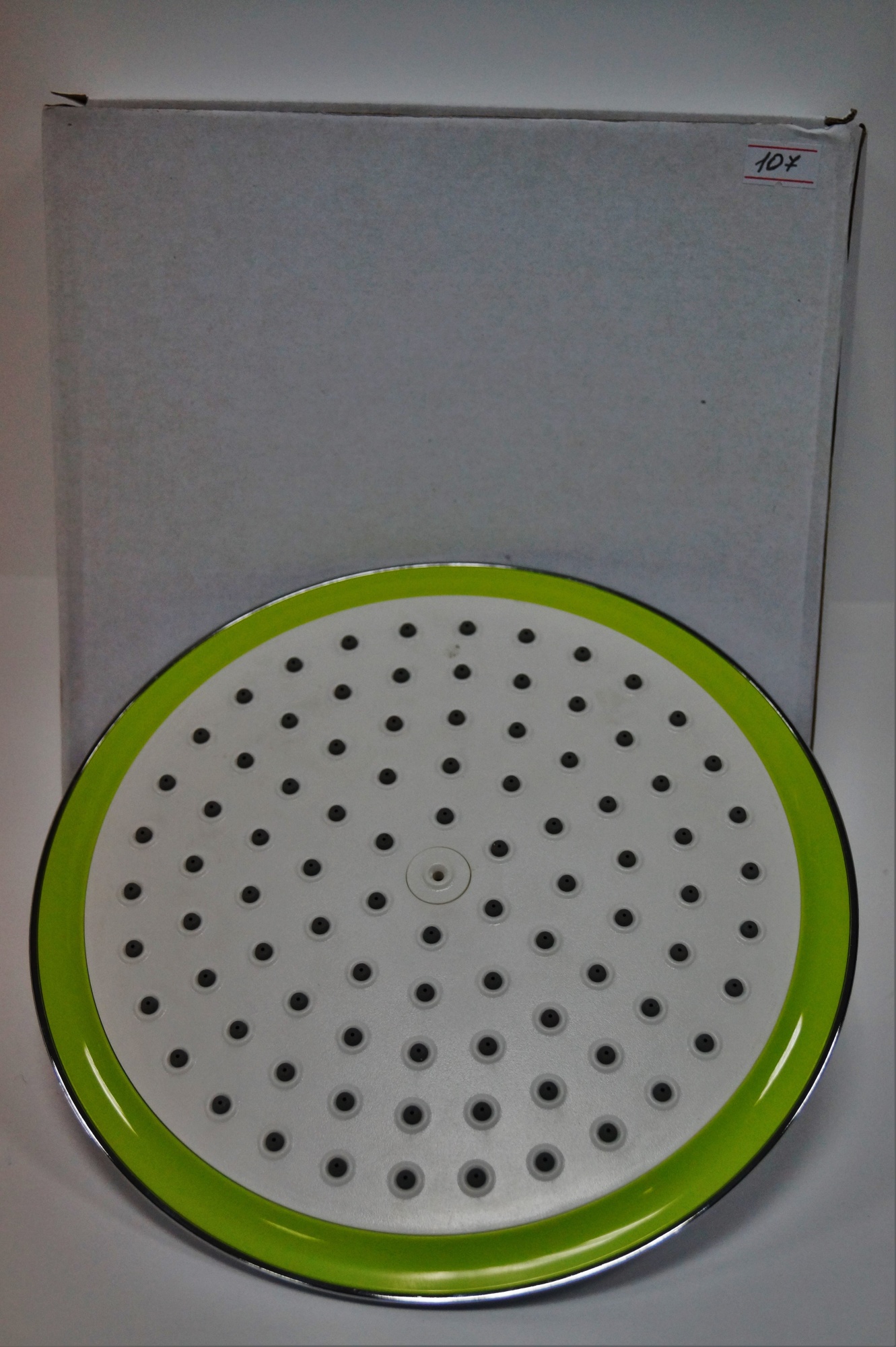 Тропический душ, 220мм, круглая лейка с белой и зеленой вставками