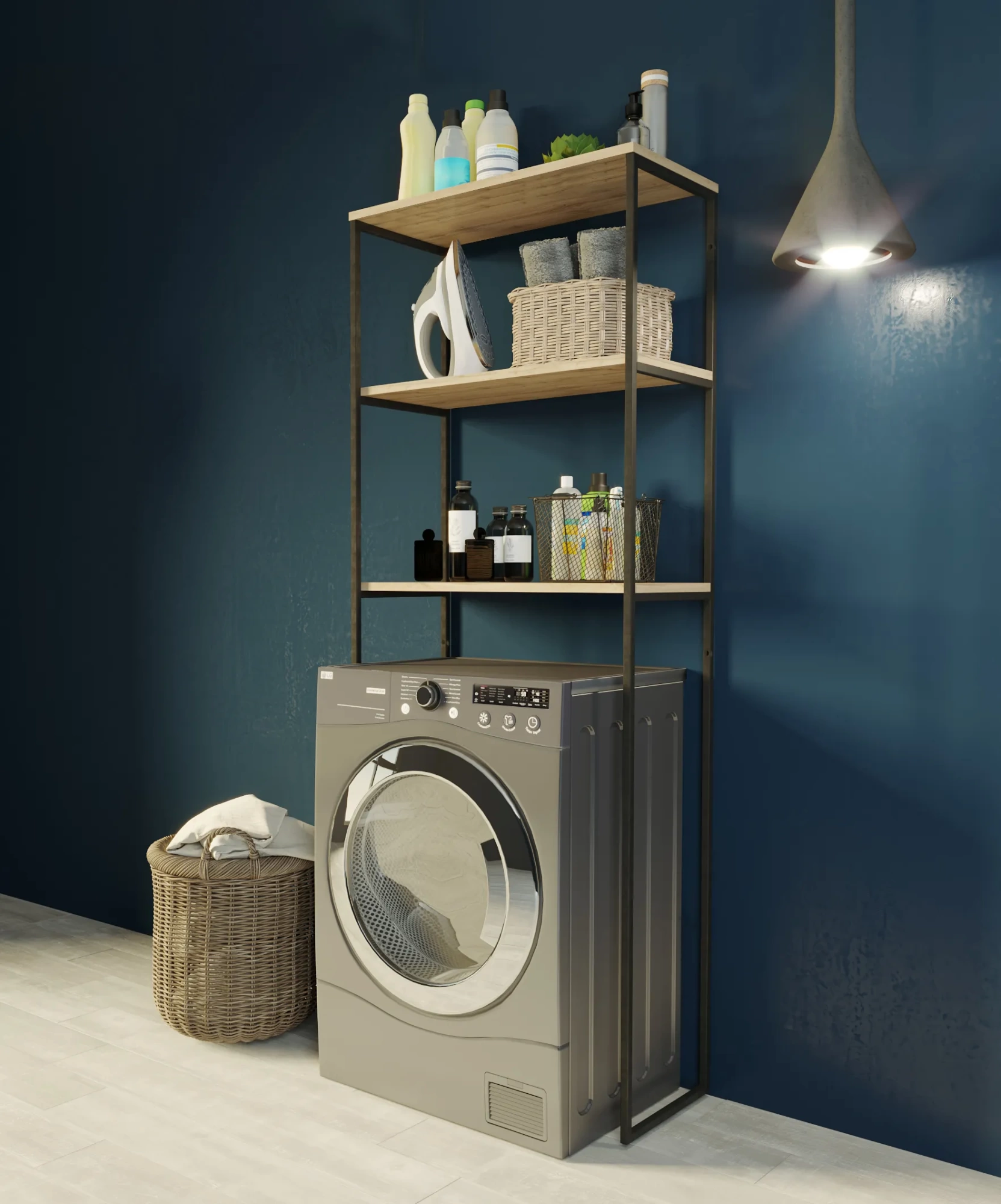 Шкаф 1Marka Grunge Loft над стир. машиной 170*65 Дуб вотан