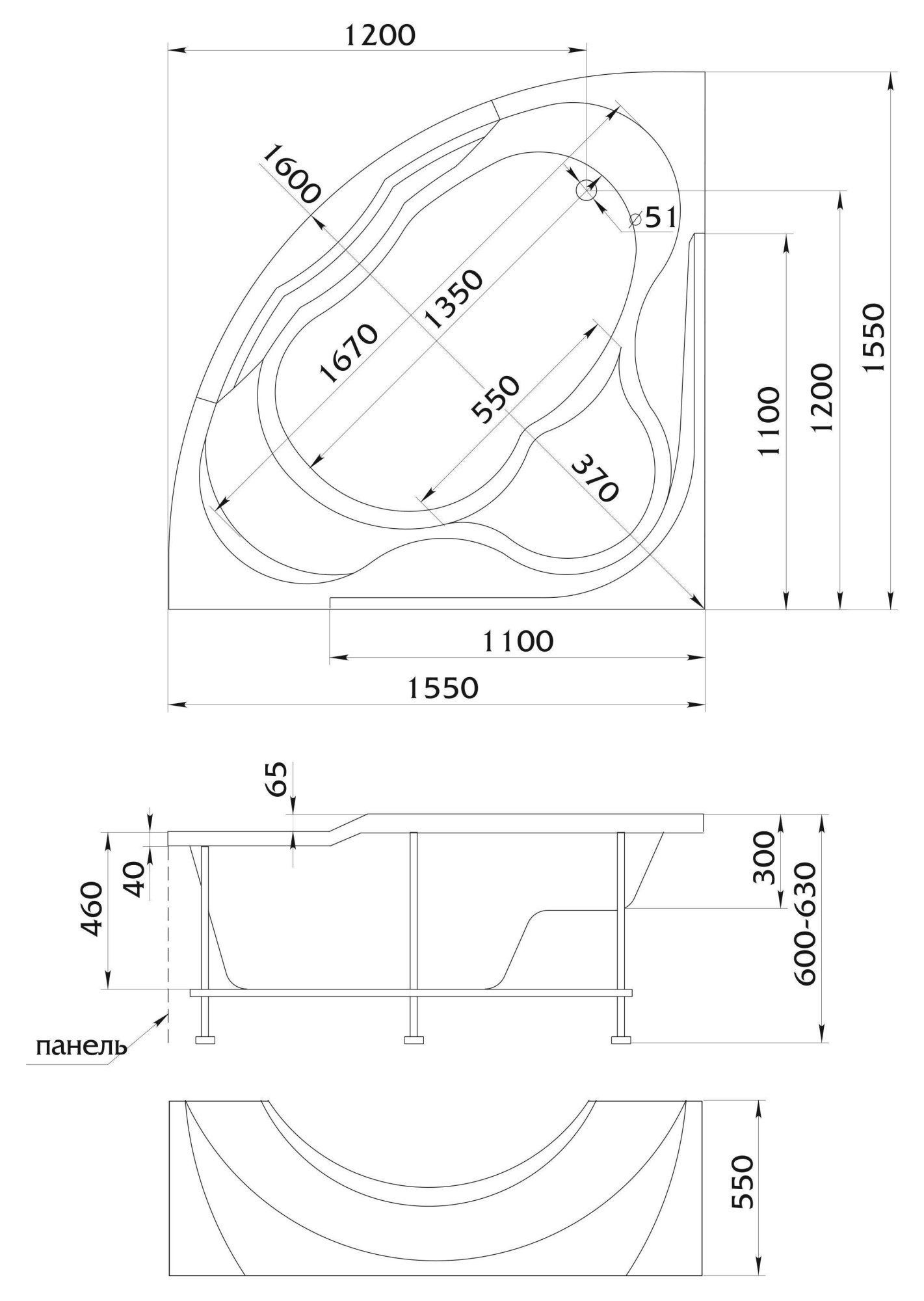 Акриловая ванна Aima Grand Luxe 155x155