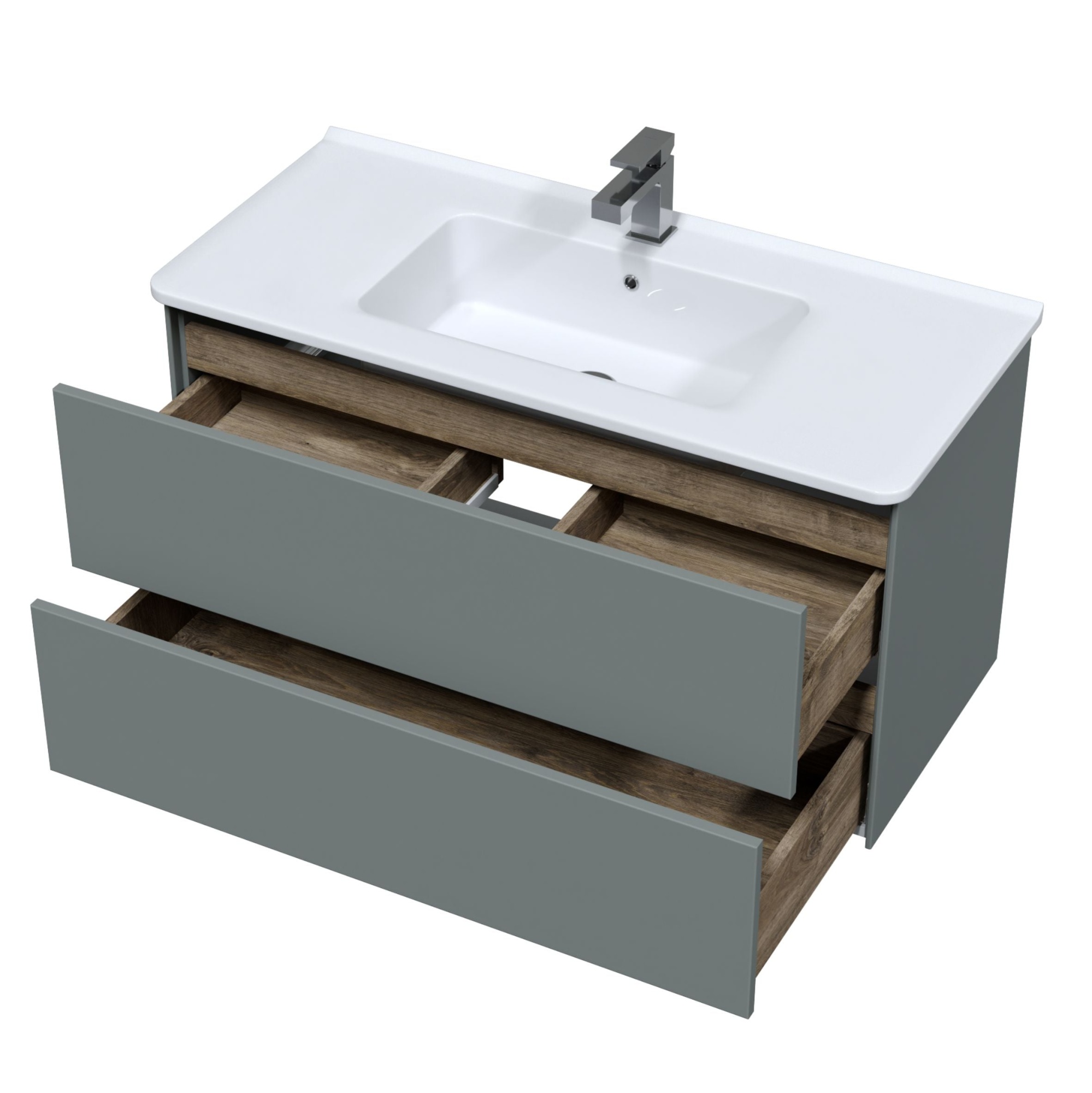 Подвесная тумба Sole Ultra 100 (2 ящ.) серая матовая