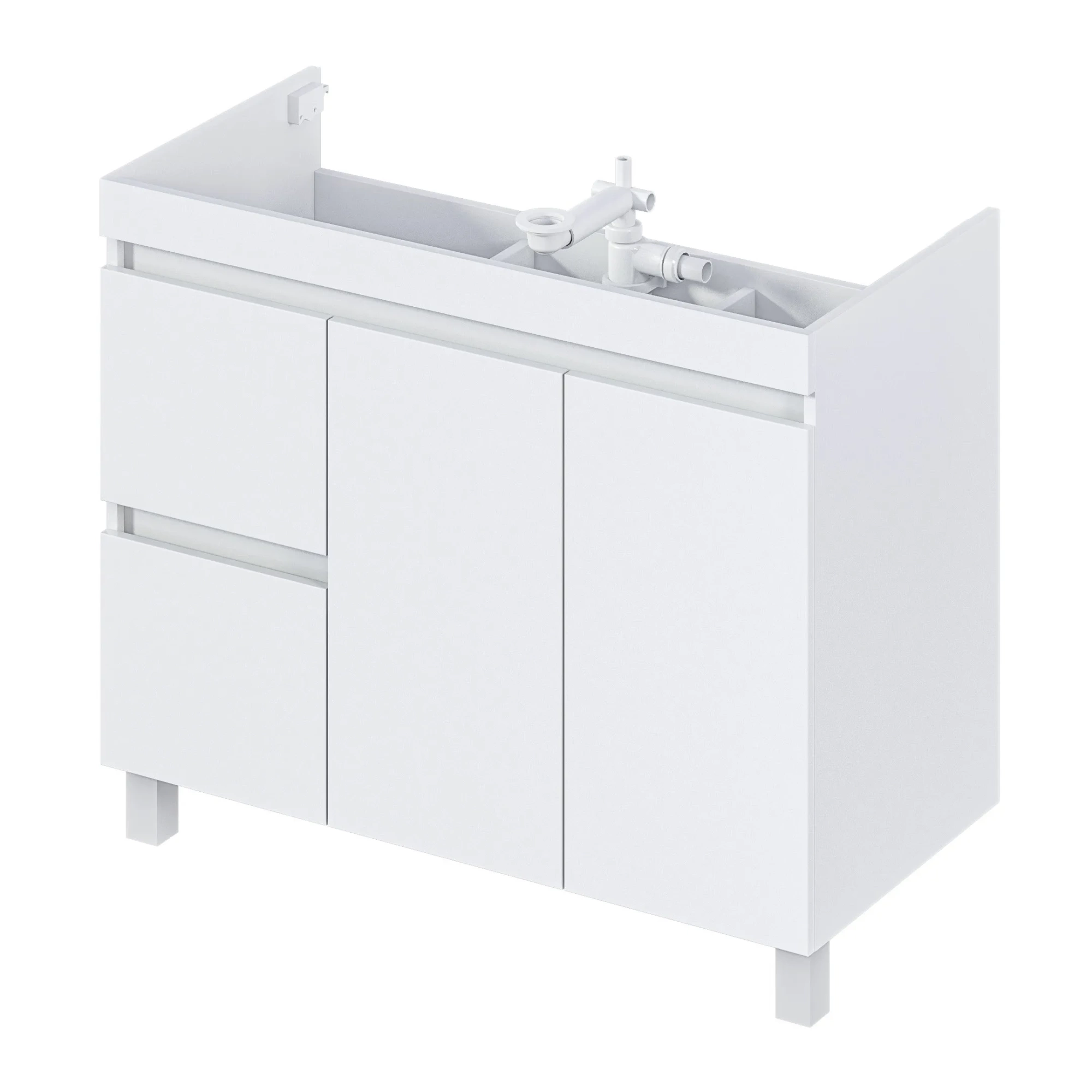 Тумба 1Marka Cube 100Н 2д 2я б/к Белый глянец