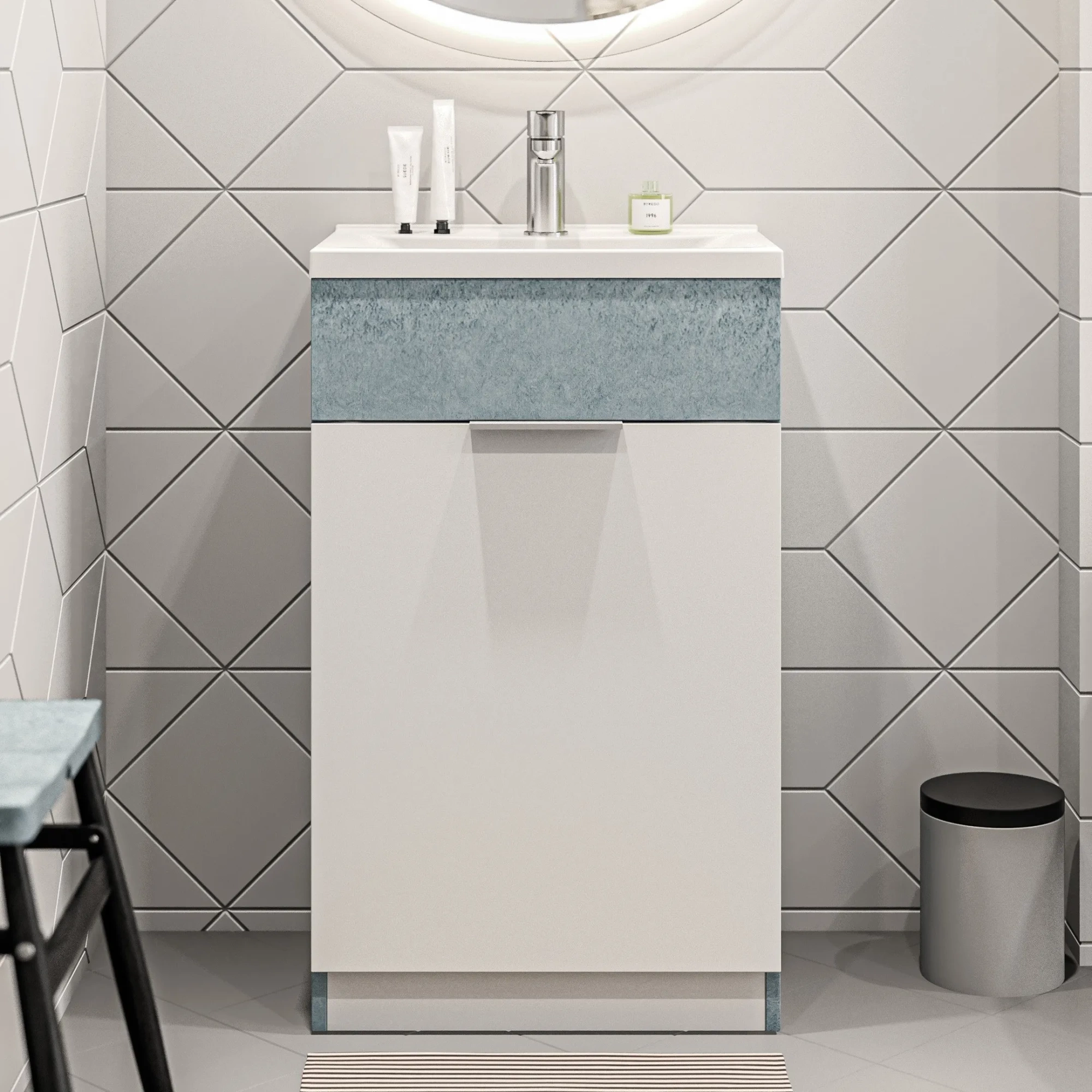 Тумба с раковиной 1Marka Revo 50Н 1д. Бетон светло-серый