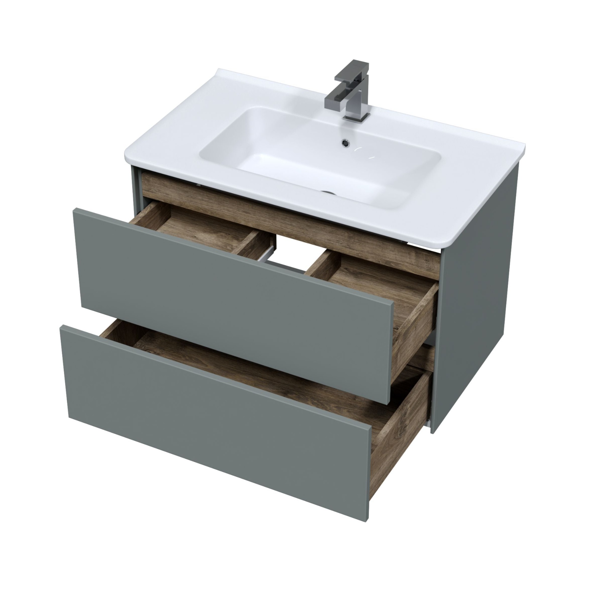 Подвесная тумба Sole Ultra 80 (2 ящ.) серая матовая